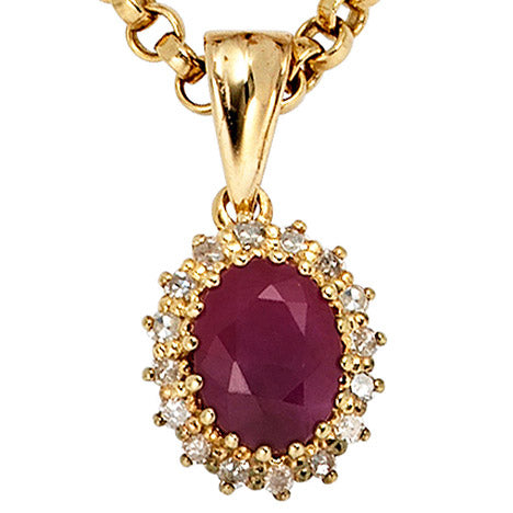 Anhänger 585 Gold Gelbgold 16 Diamanten 0 16ct. 1 Rubin rot Goldanhänger - Gallery 5 Anhänger 585 Gold Gelbgold 16 Diamanten 0 16ct. 1 Rubin rot Goldanhänger