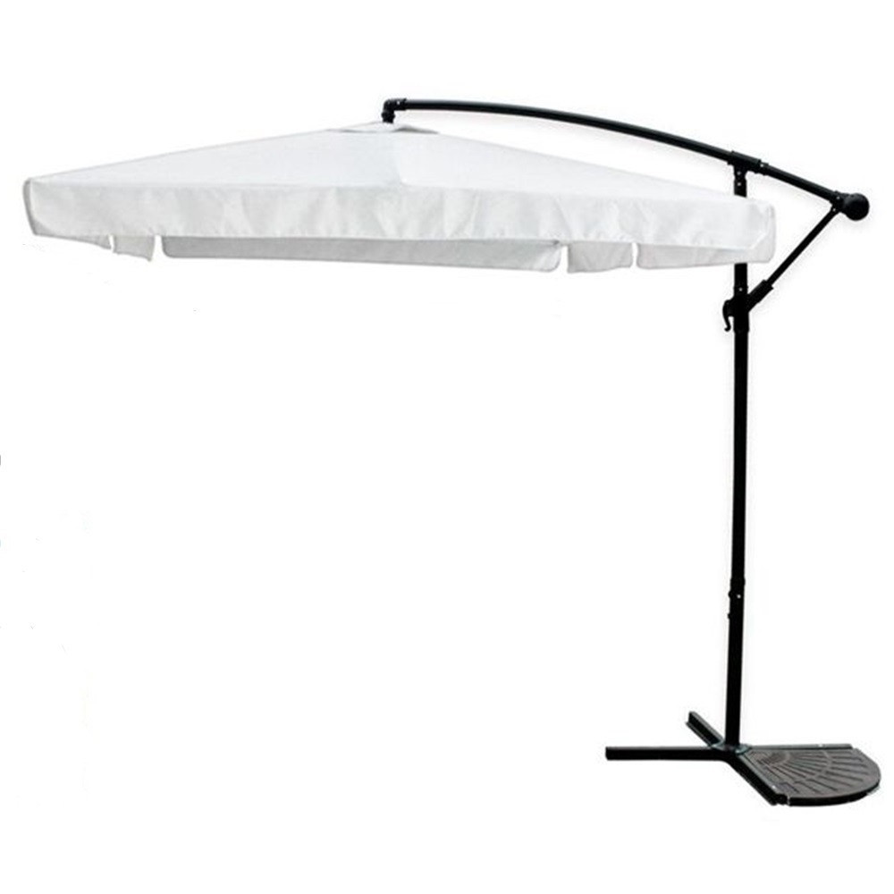 Trade Shop - Ombrellone Brace Laterale Da Giardino 3x3mt Schutz Sole Bianco Mit Base 223218 -