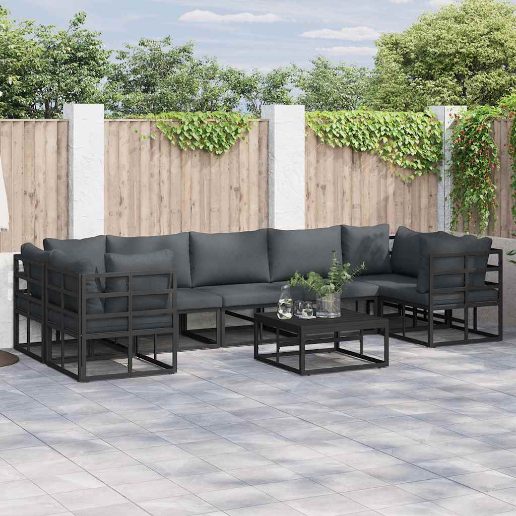 Garten-sofa-set 7 Pcs Schwarz Aluminium Vidaxl Garten-sofa-set 7 Pcs Schwarz Aluminium Vidaxl