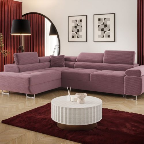 Fun Moebel - Ecksofa Schlafsofa Sofa Monaro Stoff Poso Lila Ottomane Links Fun Moebel - Ecksofa Schlafsofa Sofa Monaro Stoff Poso Lila Ottomane Links