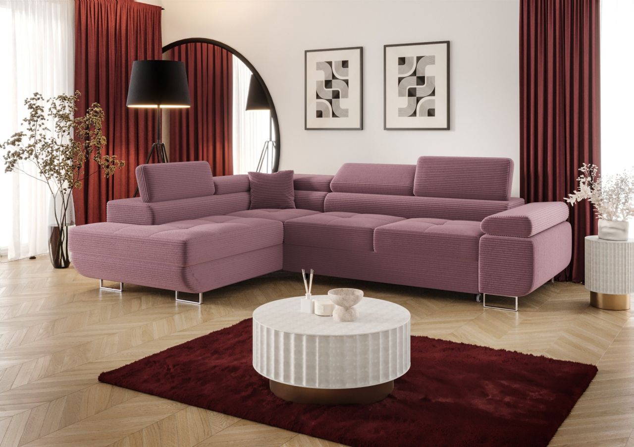 Fun Moebel - Ecksofa Schlafsofa Sofa Monaro Stoff Poso Lila Ottomane Links Fun Moebel - Ecksofa Schlafsofa Sofa Monaro Stoff Poso Lila Ottomane Links