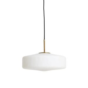 Light & Living Pendelleuchte „Pleat“ Weiß – Ø 40 cm – Moderne Glasleuchte für Wohnzimmer und Flur – Industrieller Stil – Ohne Leuchtmittel – E27-Fassung