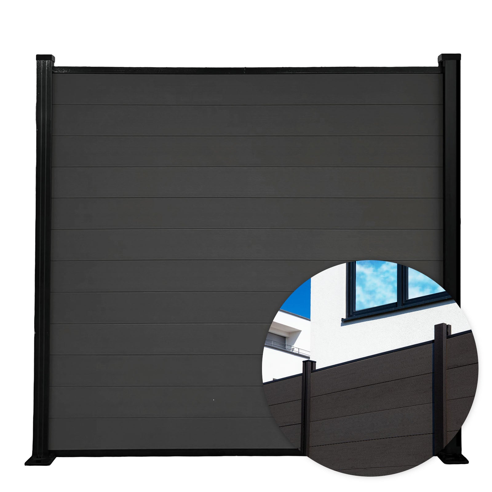 Wpc Sichtschutzzaun Kronos 180x180 Cm  Black