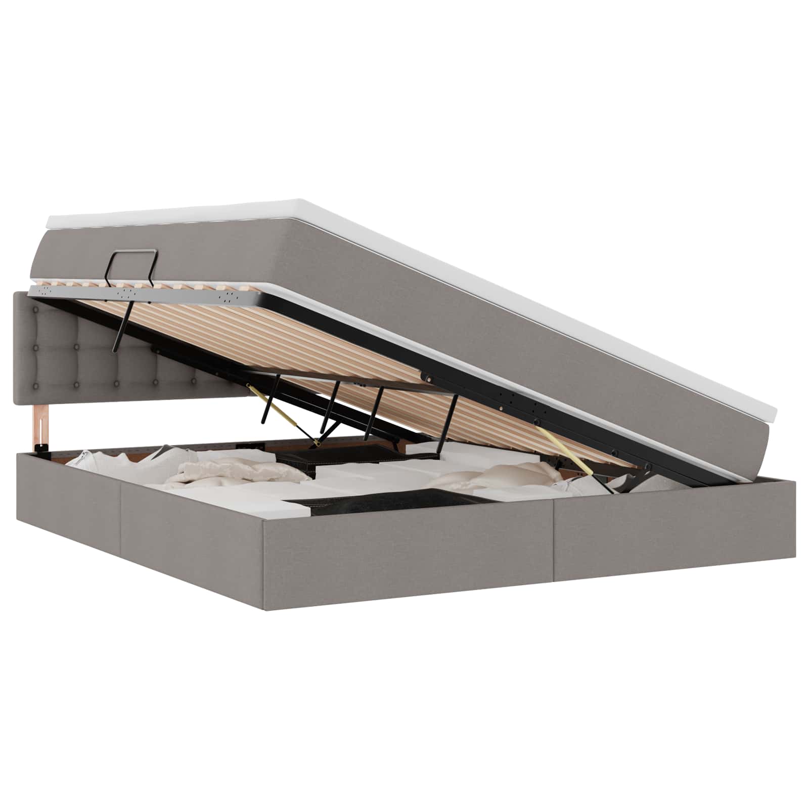 Led-speicherbett Mit Matratze Taupe 160 X 200 Cm Stoff Vidaxl