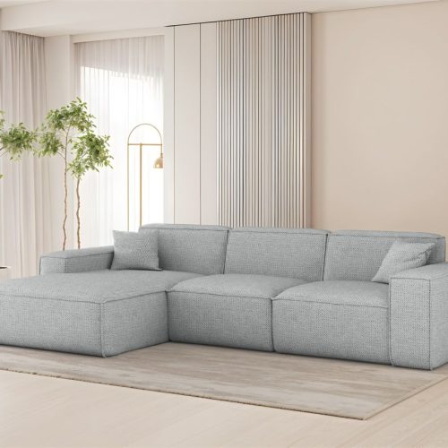 Ecksofa Designersofa Celes Premium In Stoff Artico Hellgrau Ottomane Links