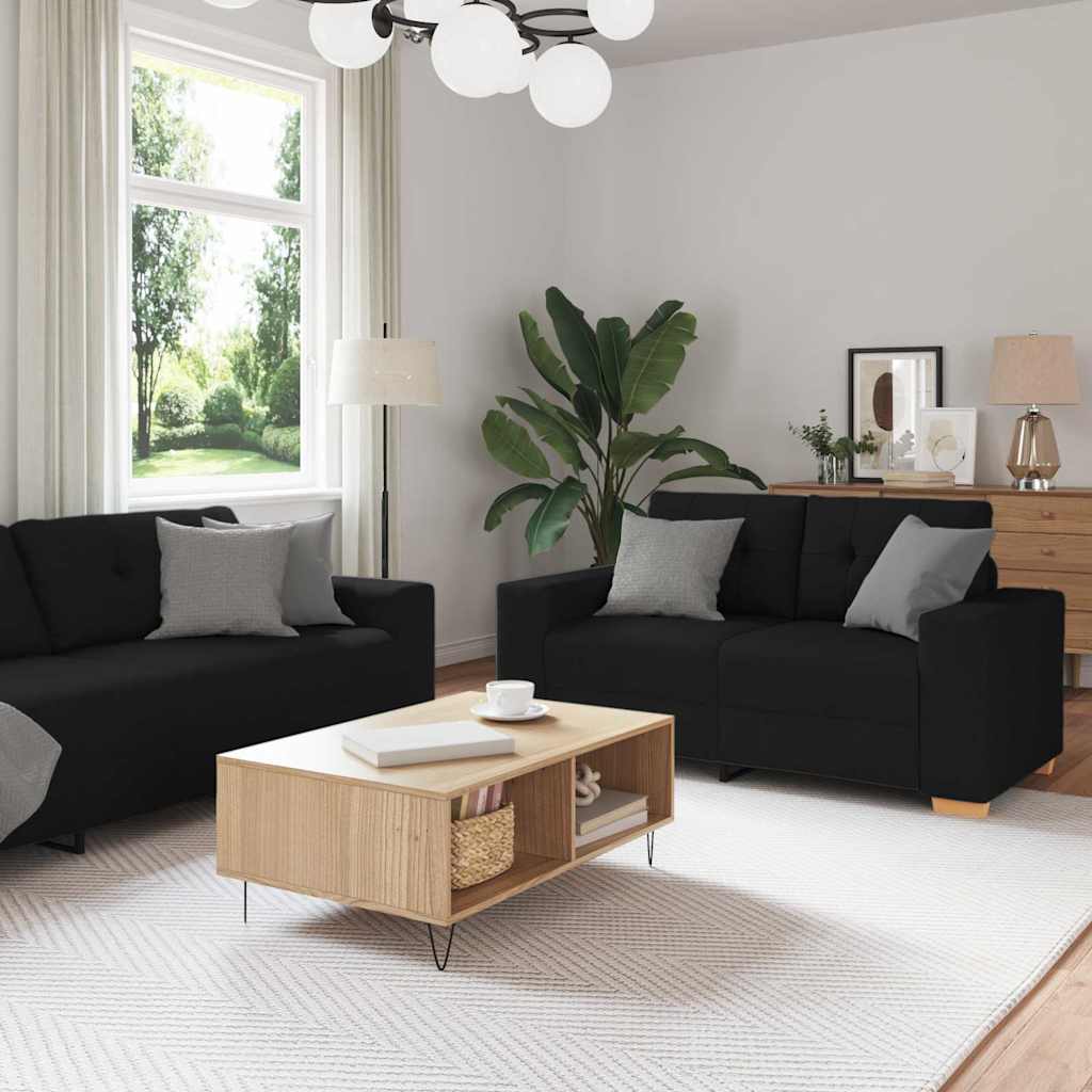 Vidaxl - Sofa Set Mit Kissen Mit Kissen 3 Pcs Schwarz Stoff