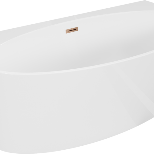 Bruna Freistehende Wannenrand-badewanne 170 X 88 Cm, Weiß Glänzend, Überlauf Roségold – 52731708800-60 – Mexen
