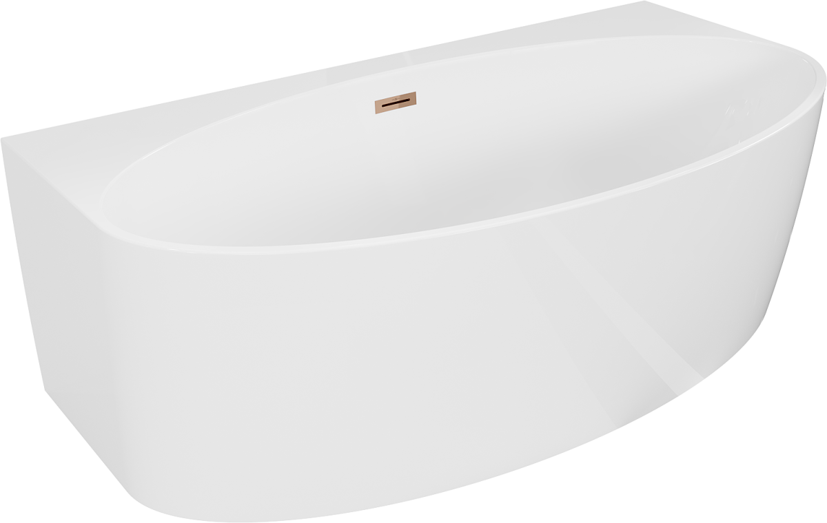 Bruna Freistehende Wannenrand-badewanne 170 X 88 Cm, Weiß Glänzend, Überlauf Roségold – 52731708800-60 – Mexen