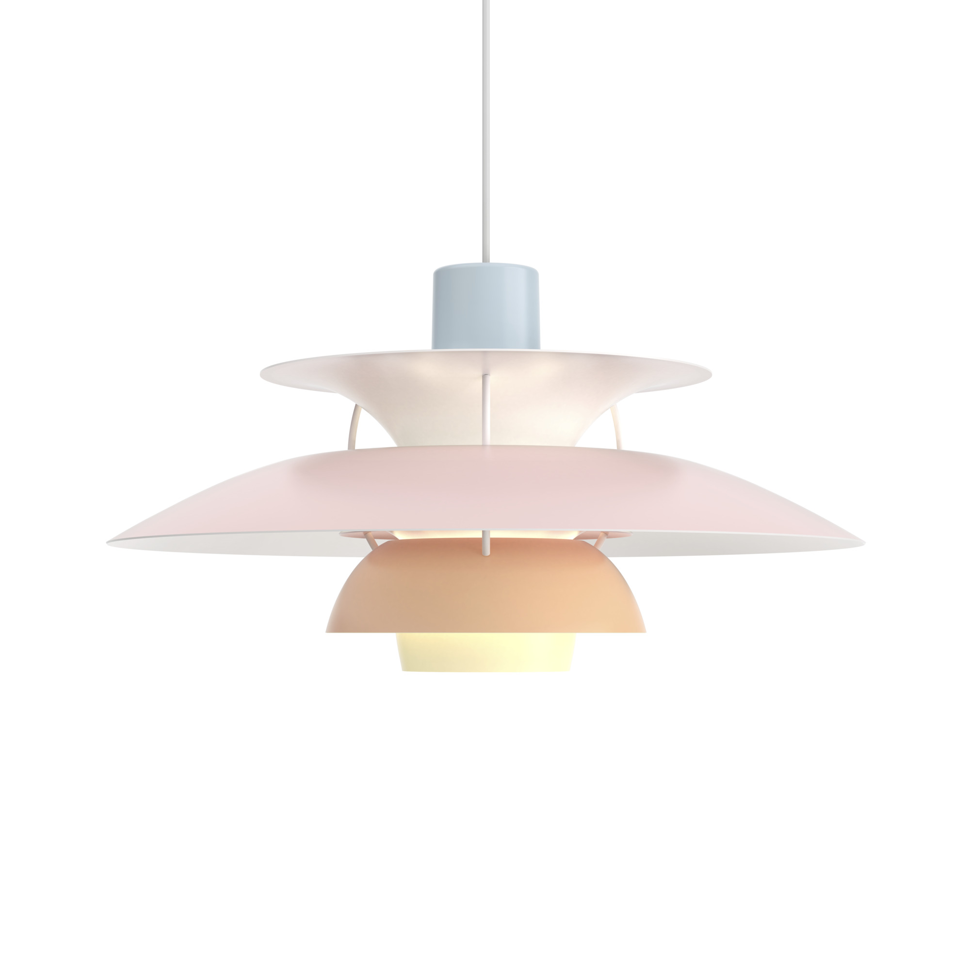 PH 5 Pendelleuchte Pastell Blau/Rose/Pfirsich