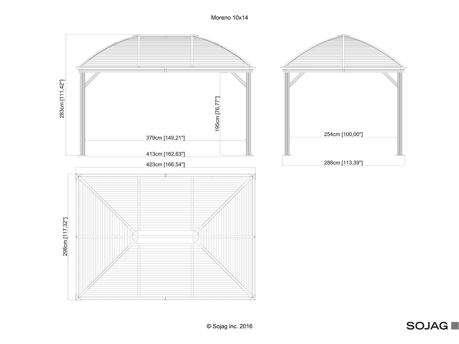SOJAG CANADA Pavillon Moreno 10x14, galv. Stahl