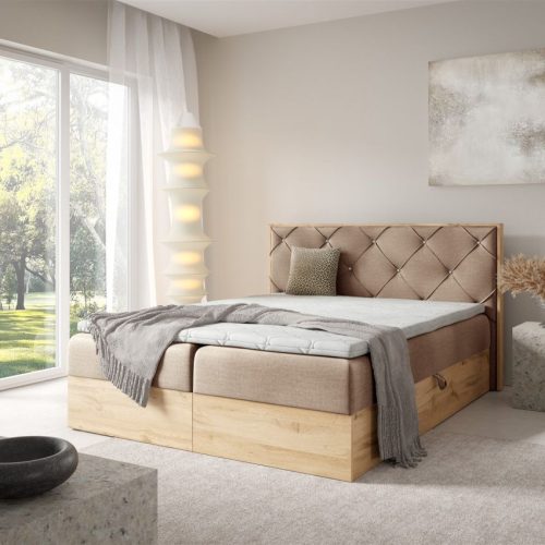 Fun Moebel - Boxspringbett Schlafzimmerbett Helios 200x220cm In Stoff Rouge Beige Fun Moebel - Boxspringbett Schlafzimmerbett Helios 200x220cm In Stoff Rouge Beige