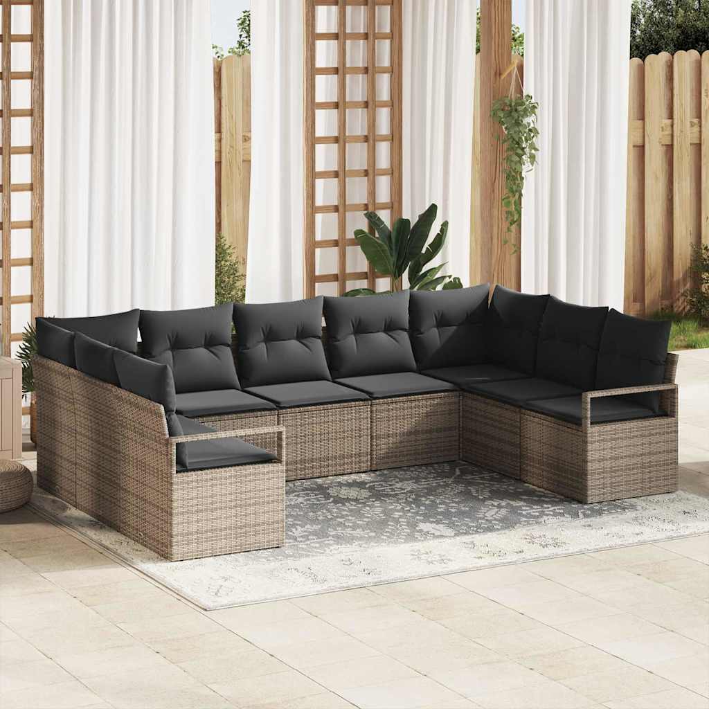 Garten-sofa-set 9 Pcs Grau Poly Rattan Vidaxl Garten-sofa-set 9 Pcs Grau Poly Rattan Vidaxl