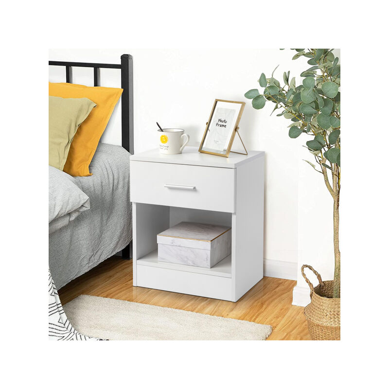 2-stöckiges Nachttisch-set (2-teilig), Bettbeistelltisch Für Schlafzimmer Und Homeoffice, Weiß