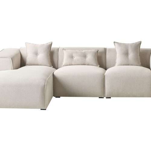 Beliani - Ecksofa Hellbeige Stoffbezug L-förmig Rechtsseitig Für 3 Personen Zeitgenössisch Modern Wohnzimmer