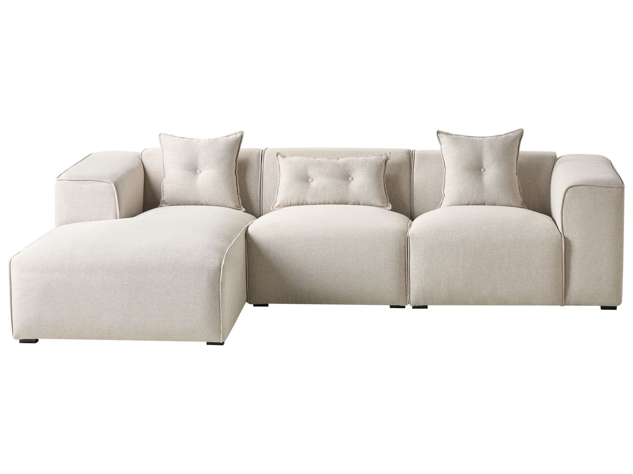 Beliani - Ecksofa Hellbeige Stoffbezug L-förmig Rechtsseitig Für 3 Personen Zeitgenössisch Modern Wohnzimmer