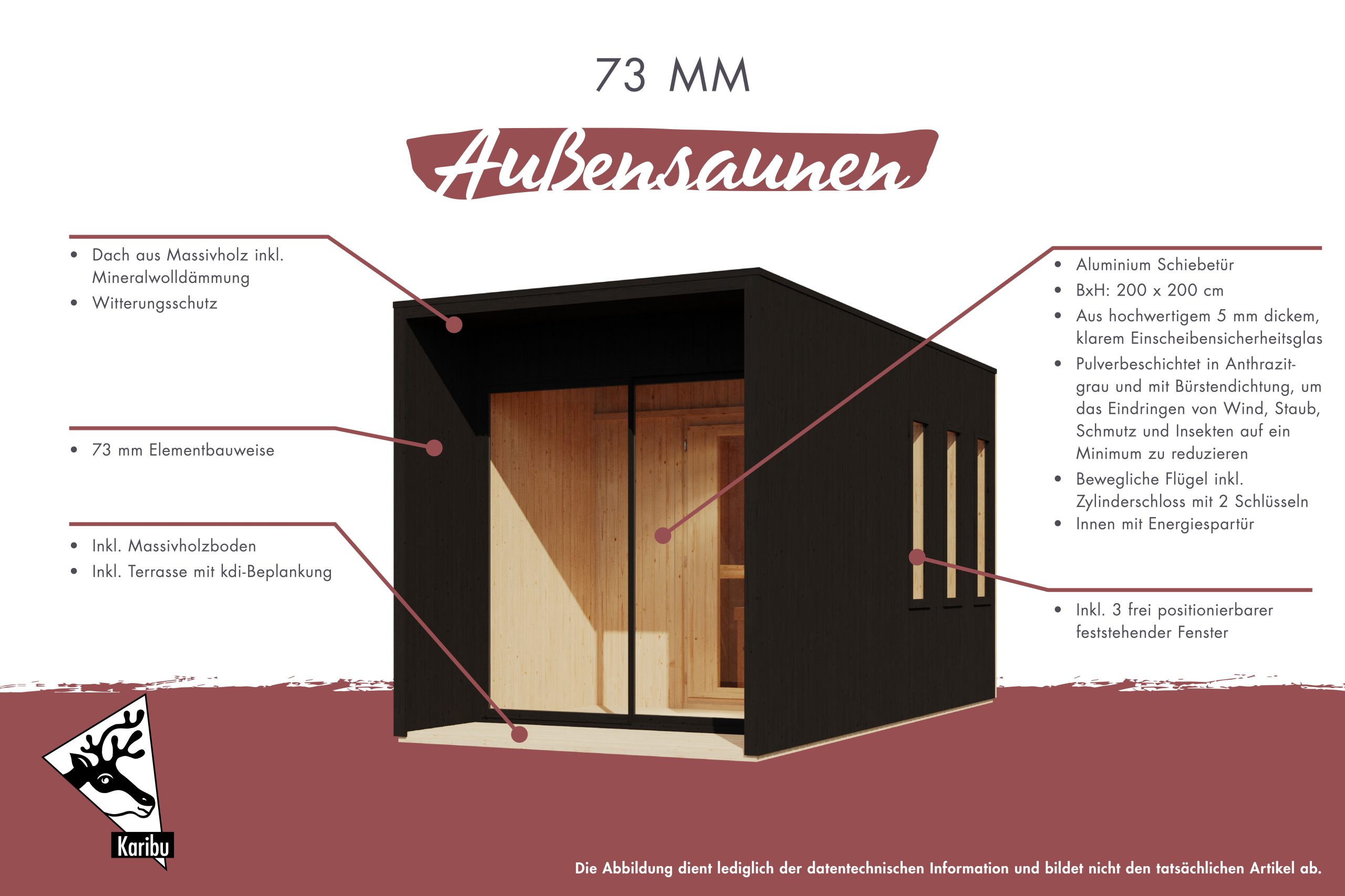 Karibu Design Saunahaus Miramar mit Vorraum - 73 mm schwarz Inkl. Terrasse Ohne Ofen - Gallery 6 Karibu Design Saunahaus Miramar mit Vorraum - 73 mm schwarz Inkl. Terrasse Ohne Ofen