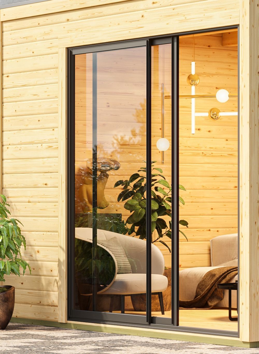 Karibu Design Saunahaus Miramar mit Vorraum - 73 mm schwarz Inkl. Terrasse Ohne Ofen - Gallery 8 Karibu Design Saunahaus Miramar mit Vorraum - 73 mm schwarz Inkl. Terrasse Ohne Ofen