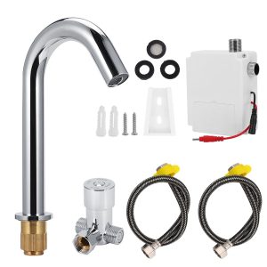 Automatischer Waschtischhahn Ohne Sensor, Automatischer Infrarot-induktionssensor-wasserhahn G1/2 Zoll, Warm- Und Kaltwasserhahn Für Das Badezimmer