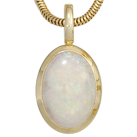 Anhänger oval 585 Gold Gelbgold 1 Opal Goldanhänger