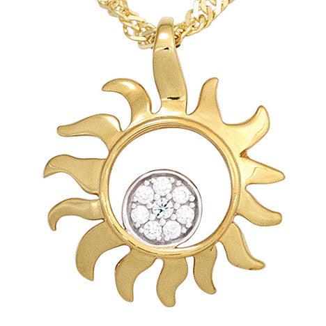 Anhänger Sonne 585 Gold Gelbgold bicolor 8 Diamanten Brillanten 0 07ct. - Gallery 3 Anhänger Sonne 585 Gold Gelbgold bicolor 8 Diamanten Brillanten 0 07ct.