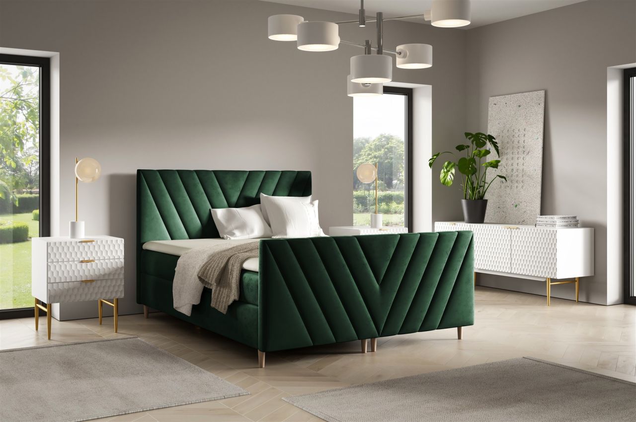 Boxspringbett Schlafzimmerbett Carlito Premium 200x200cm Stoff Fresh Flaschengrün Boxspringbett Schlafzimmerbett Carlito Premium 200x200cm Stoff Fresh Flaschengrün