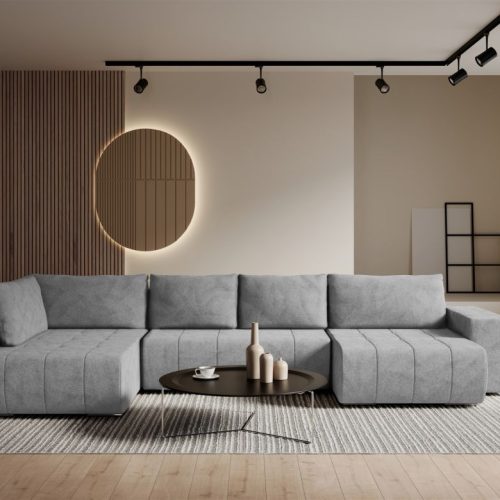 Wohnlandschaft Schlafsofa Armanda In Stoff Blur Silbergrau Langer Schenkel Links Wohnlandschaft Schlafsofa Armanda In Stoff Blur Silbergrau Langer Schenkel Links