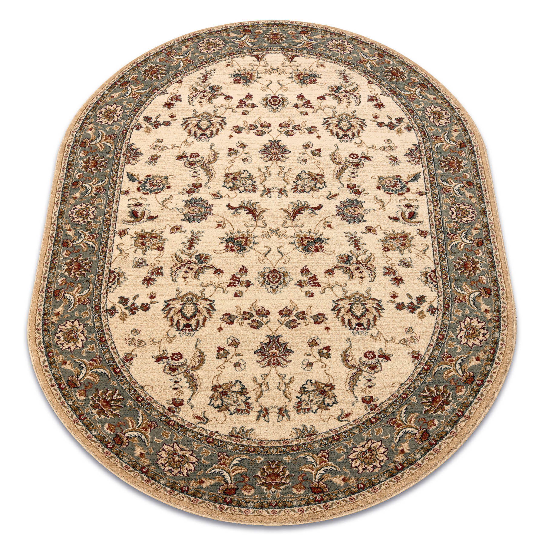 Rugsx - Wollteppich Polonia Oval Madras Blumen Jasmin 2 Grün Green 200x300 Cm