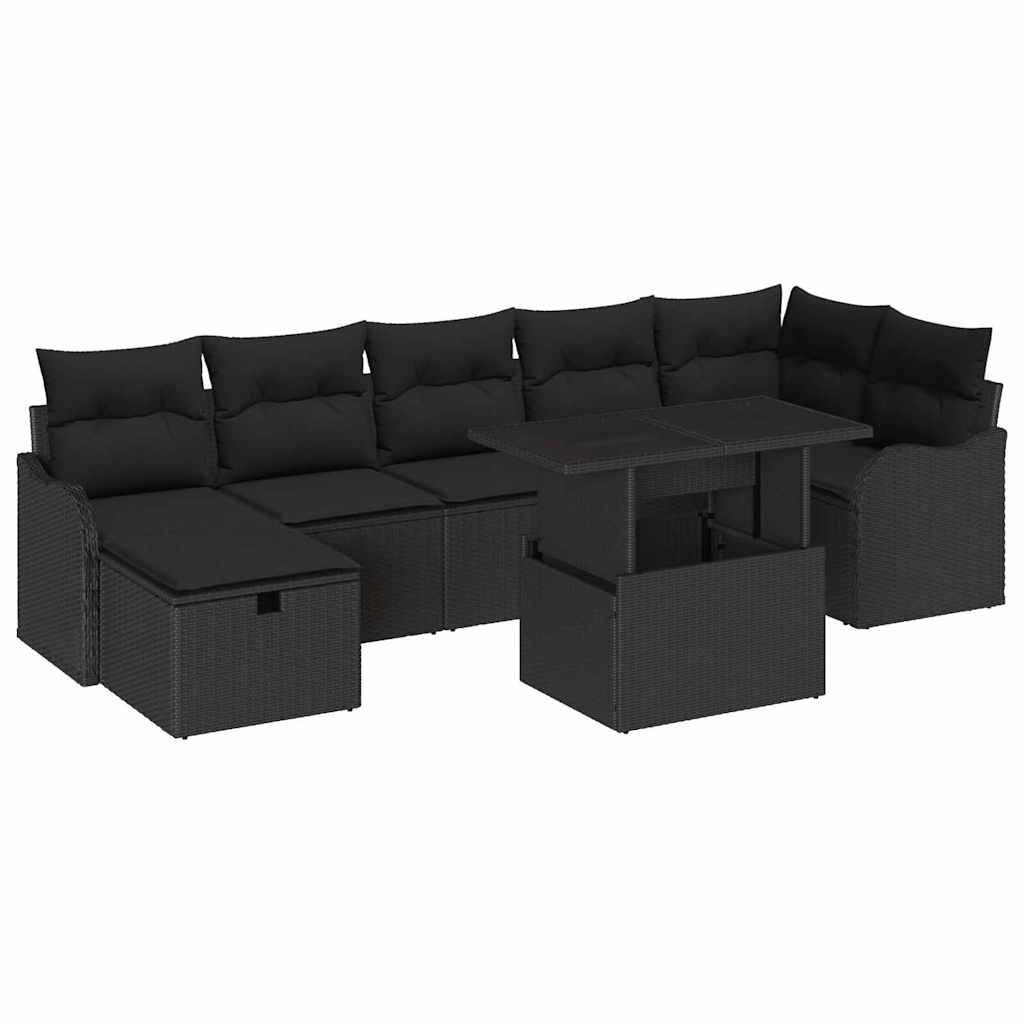 Garten-sofa-set Mit Kissen 8 Pcs Schwarz Poly Rattan Vidaxl