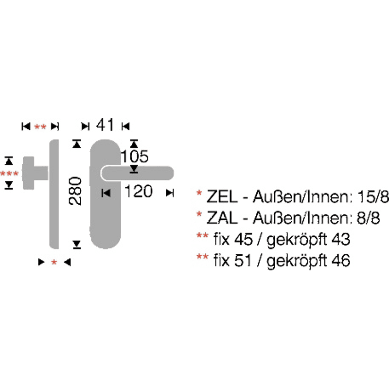 Si-We.grt. WG Elegant 570/664MSI/572ZAL Önorm 8;5/88PZ; Messing-Pv; Türst. -78mm