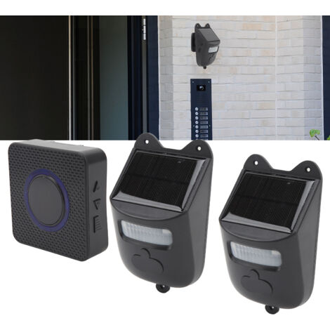 Solar Funk Klingel - Kabellose Türklingel Mit Bewegungsmelder & Ir Sensor - Inkl. 1 Empfänger + 2 Sensoren - Ip44 Wasserdicht Für Haustür, Haus Und Garten