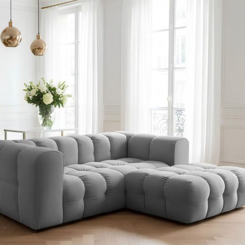 Ecksofa Designersofa Solvie Xs In Stoff Tiffani Grau Ottomane Rechts