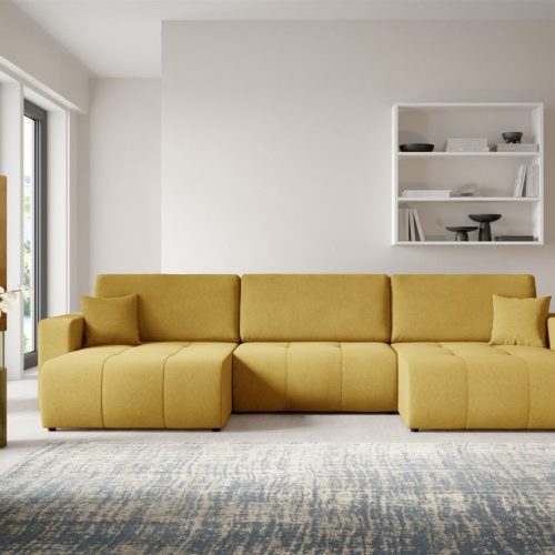 Wohnlandschaft Sofa Mit Schlaffunktion Augusto In Stoff Wind Honiggelb Wohnlandschaft Sofa Mit Schlaffunktion Augusto In Stoff Wind Honiggelb