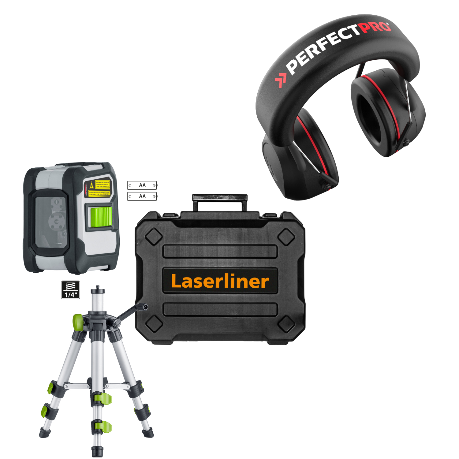Laserliner Kreuzlinien-laser Compactcross-laser Pro + Kurbelstativ + Perfectpro Gehörschutz H-30 Mit Bluetooth Laserliner Kreuzlinien-laser Compactcross-laser Pro + Kurbelstativ + Perfectpro Gehörschutz H-30 Mit Bluetooth