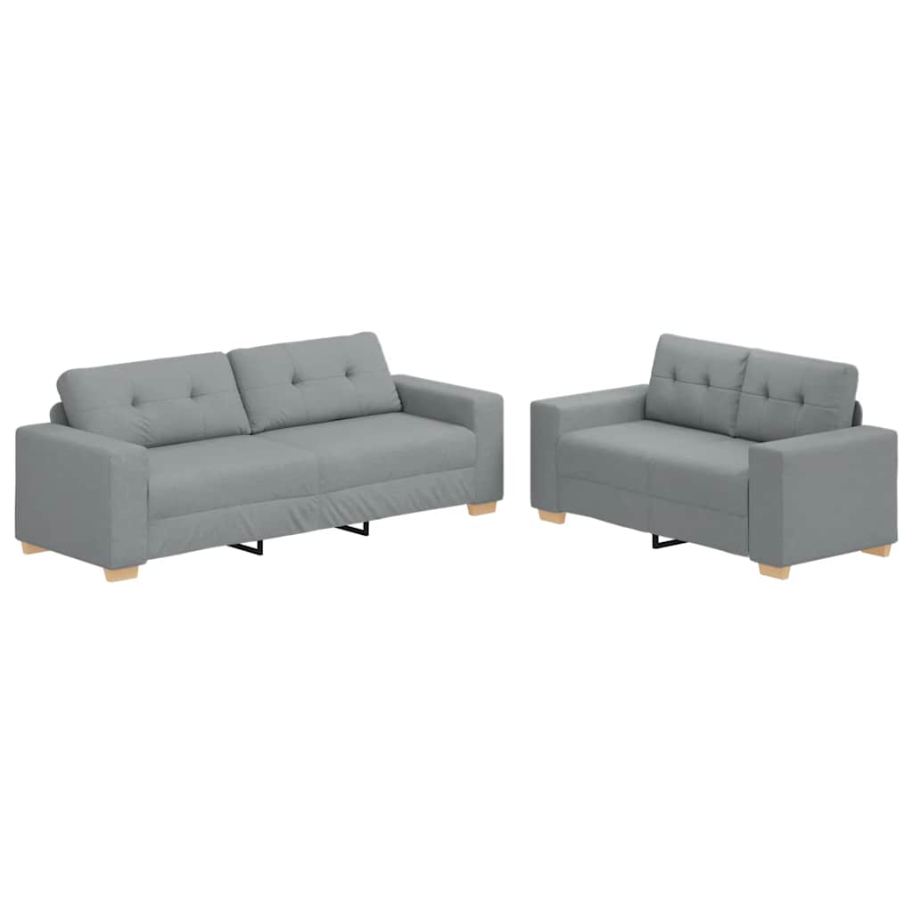 2-teiliges Sofa-set Mit Kissen, Hellgrauer Stoff Vidaxl 2-teiliges Sofa-set Mit Kissen, Hellgrauer Stoff Vidaxl
