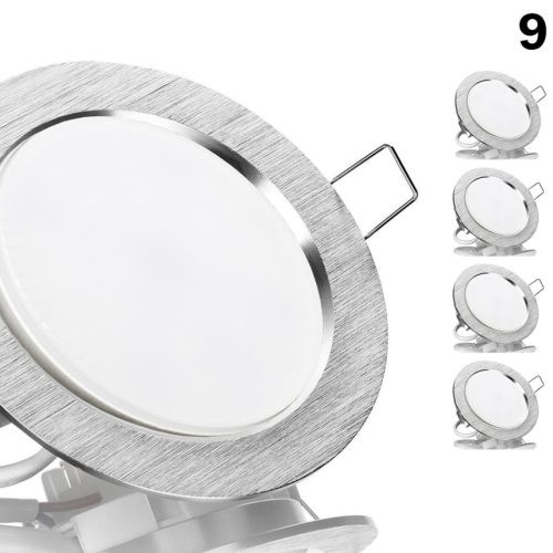 9er GX53 LED Einbauleuchten Set flach Aluminium gebürstet rund mit LED GX53 Markenlampe von Kanlux 9w