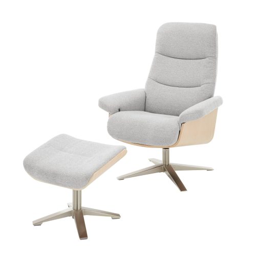 Amasra Loungesessel inkl. Hocker - LAKE slate grey / Edelstahloptik / Eiche hell Amasra Loungesessel inkl. Hocker - LAKE slate grey / Edelstahloptik / Eiche hell