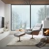 Amasra Loungesessel inkl. Hocker - LAKE slate grey / Edelstahloptik / Eiche hell
