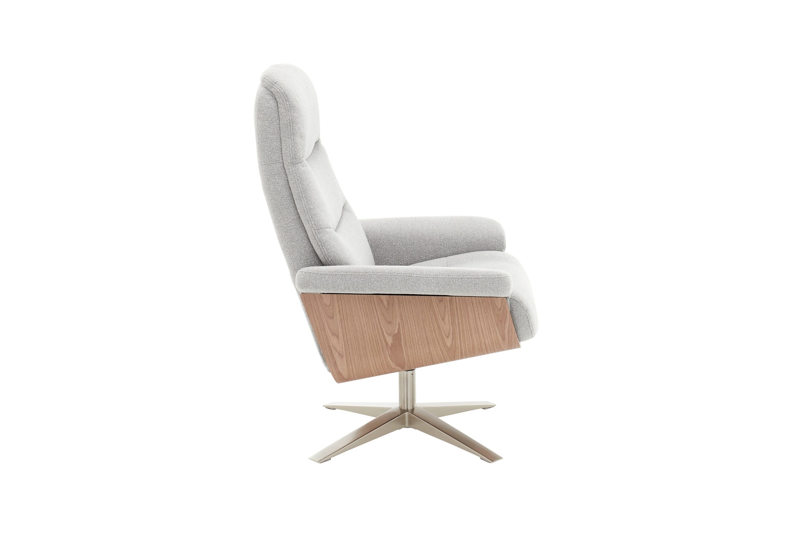 Amasra Loungesessel inkl. Hocker - LAKE slate grey / Edelstahloptik / Eiche hell