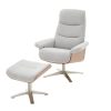 Amasra Loungesessel inkl. Hocker - LAKE slate grey / Edelstahloptik / Eiche hell