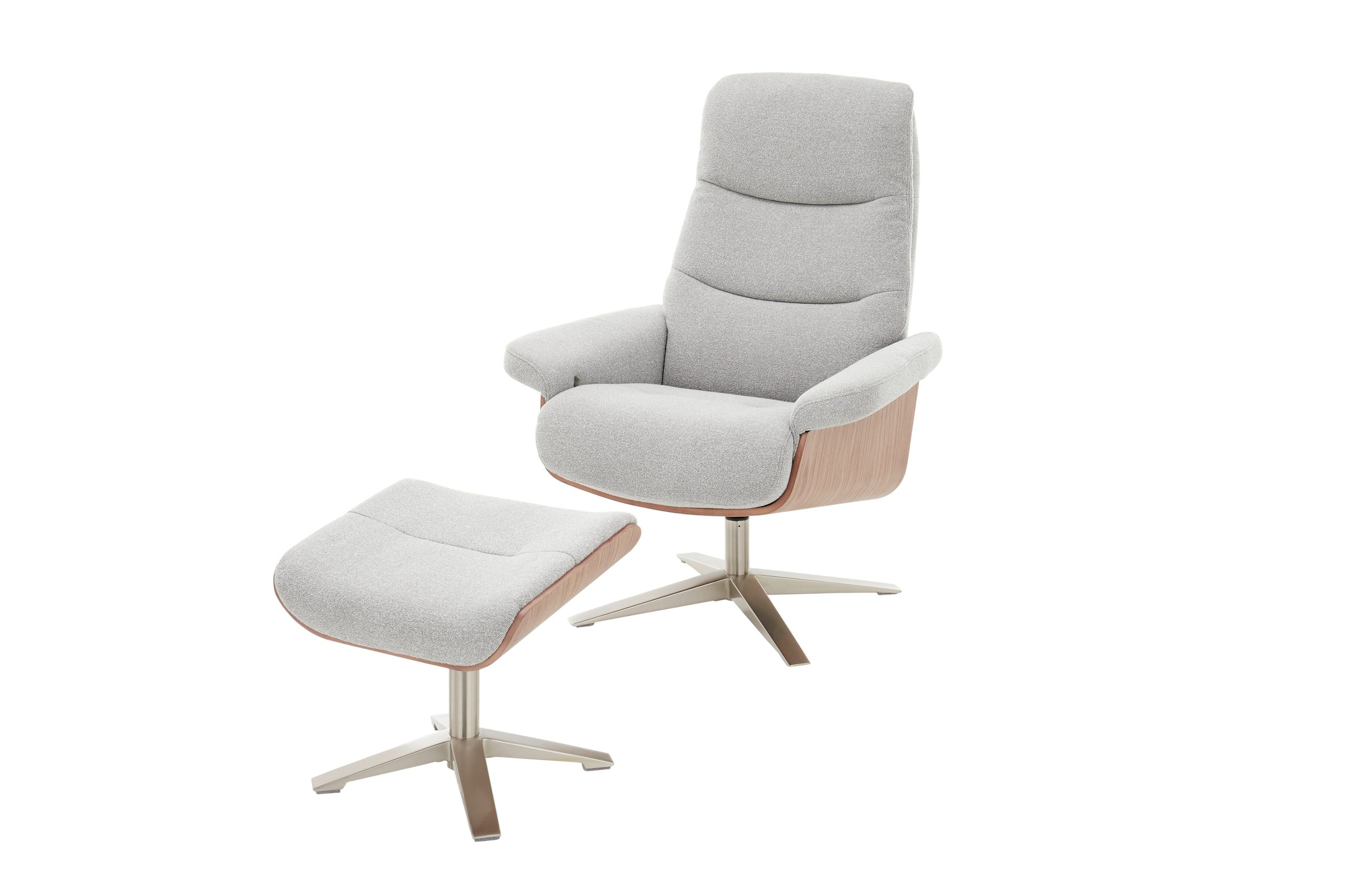 Amasra Loungesessel inkl. Hocker - LAKE slate grey / Edelstahloptik / Eiche hell