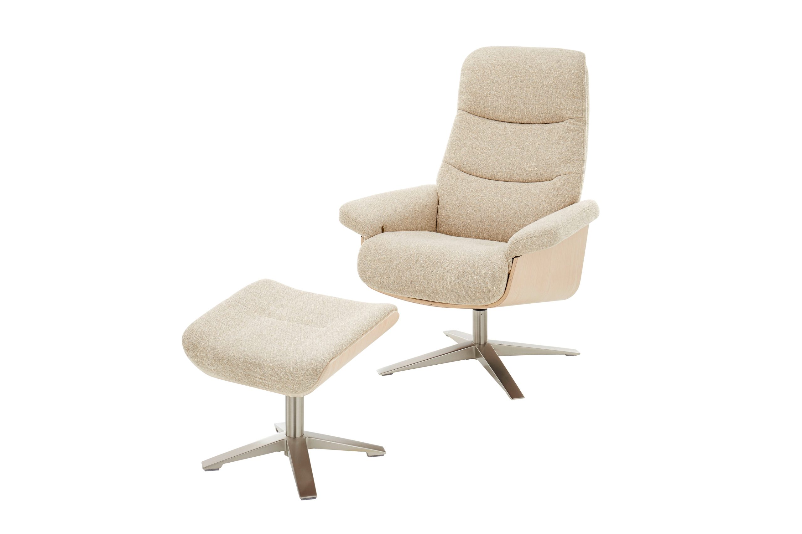 Amasra Loungesessel inkl. Hocker - LAKE slate grey / Edelstahloptik / Eiche hell