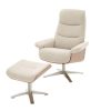 Amasra Loungesessel inkl. Hocker - LAKE slate grey / Edelstahloptik / Eiche hell