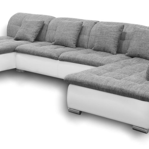 Couchgarnitur NICOLE ohne Schlaffunktion Ottomane Links Grau/Weiß