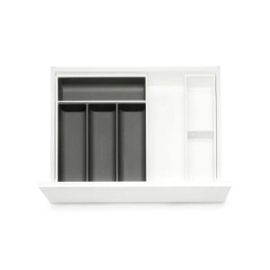 Besteckkasten & Rahmen Bundle | Blum AMBIA-LINE | 42.2 x 40 cm | Seidenweiß | Besteckeinsatz, Organizer Rahmen, Besteckeinsatz, Organizer Rahmen