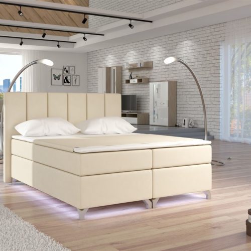 OUTLET Boxspringbett Schlafzimmerbett PARMA Kunstleder Beige 160x200cm OUTLET Boxspringbett Schlafzimmerbett PARMA Kunstleder Beige 160x200cm