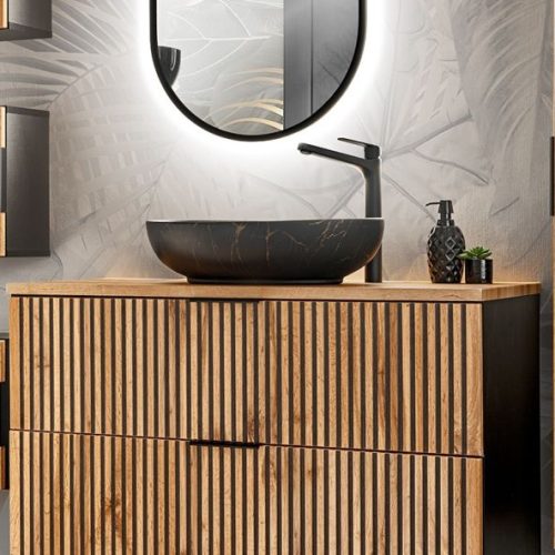 Badmöbel Set 2-tlg Badezimmerset ARMON Wotan Eiche Schrank 100cm ohne Waschtisch Badmöbel Set 2-tlg Badezimmerset ARMON Wotan Eiche Schrank 100cm ohne Waschtisch