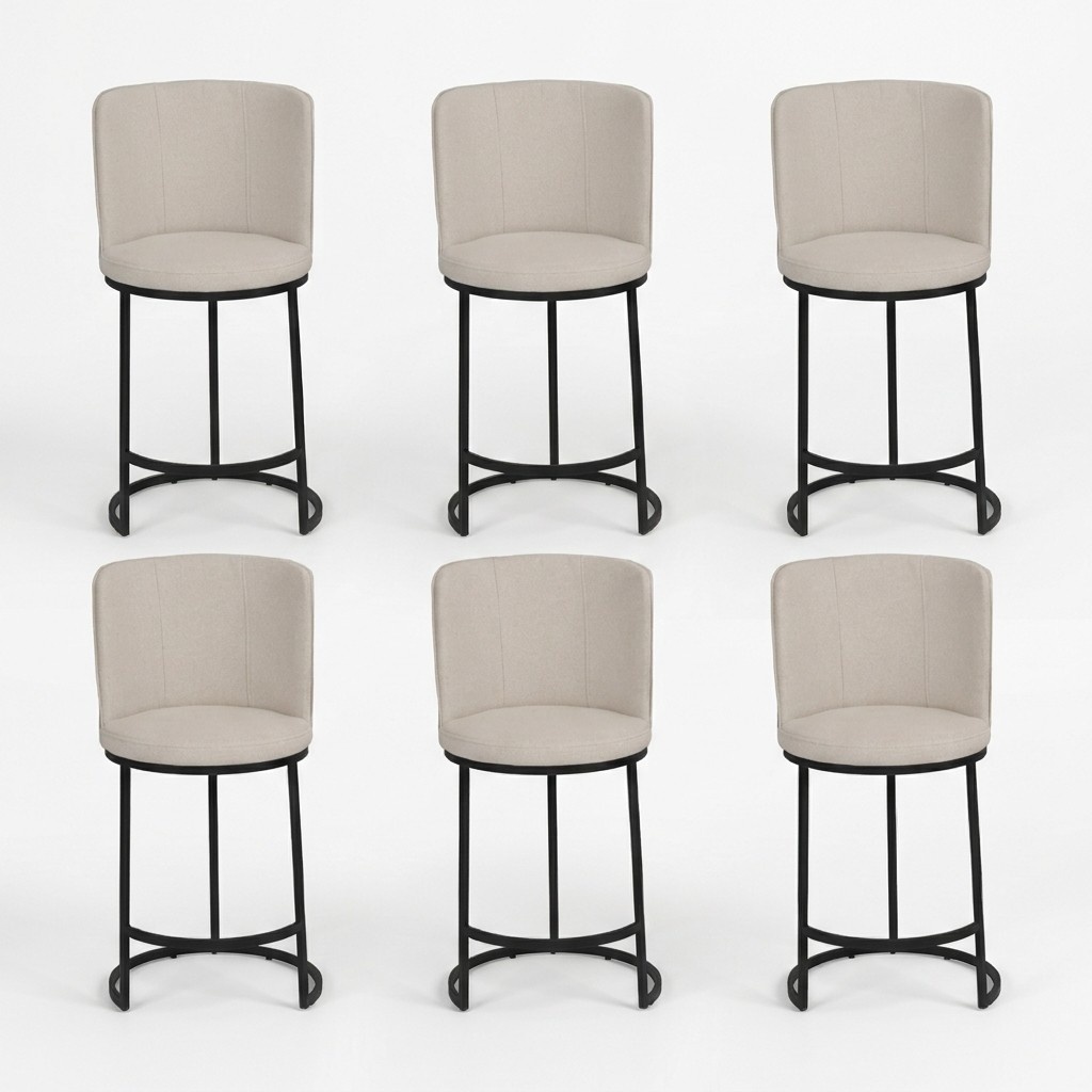 Barhocker 6x Barstuhl stilvoll Barmöbel Sitzhocker Design Stahlfüße neu