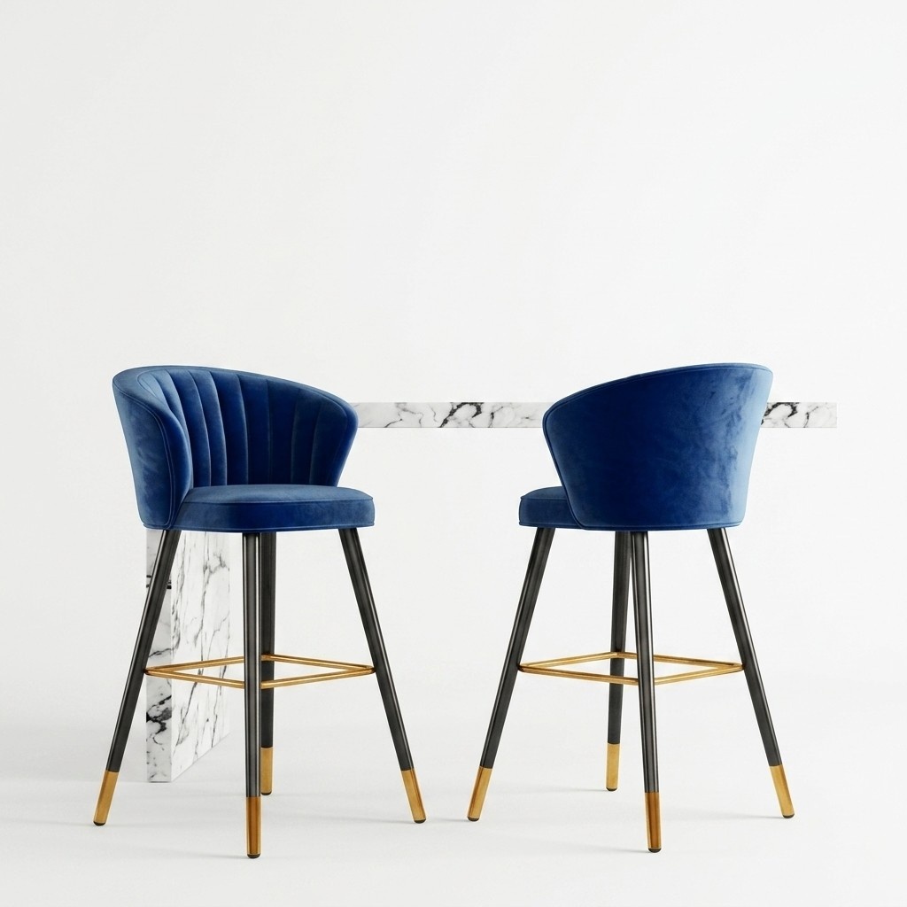 Barhocker Barstuhl Blau Samt Design Barstühle Bar Hocker Stühle Neu Barhocker Barstuhl Blau Samt Design Barstühle Bar Hocker Stühle Neu