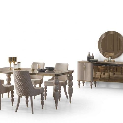 Beige Essgruppe Designer Esszimmer Möbel Esstisch Stühle Sideboard 9tlg