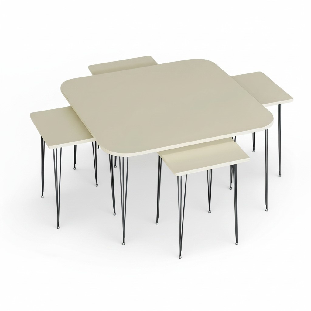 Beige Holz Couchtisch mit Beistelltischen modern und stilvoll Beige Holz Couchtisch mit Beistelltischen modern und stilvoll